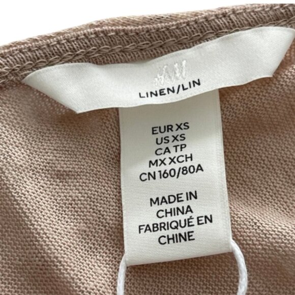 Beige H&M Women's Linen V-Neck Top - Picture 4 of 9